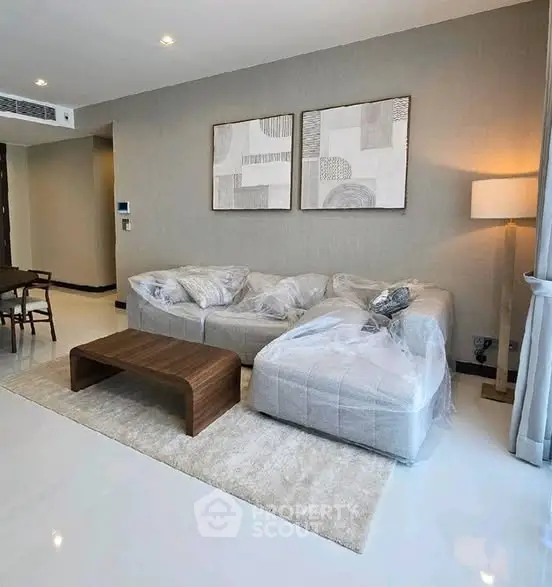 Modern living room with stylish furniture and elegant decor