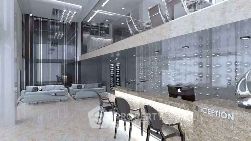 Luxurious modern lobby with sleek design and elegant reception area