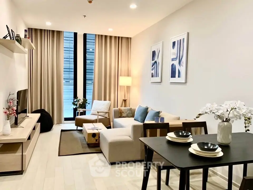 Modern living room with stylish decor and natural light