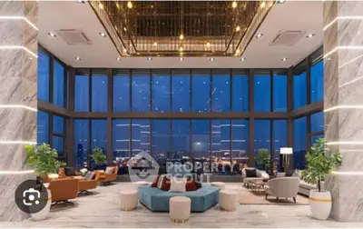 Luxurious penthouse living room with panoramic city views and elegant decor