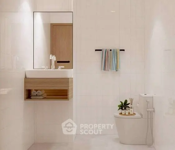 Modern bathroom with sleek fixtures and minimalist design