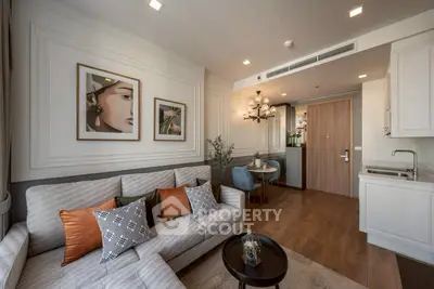 Stylish modern living room with elegant decor and cozy seating area