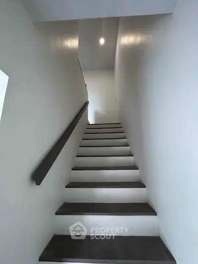 Modern staircase with sleek design and minimalist aesthetic in a contemporary home.