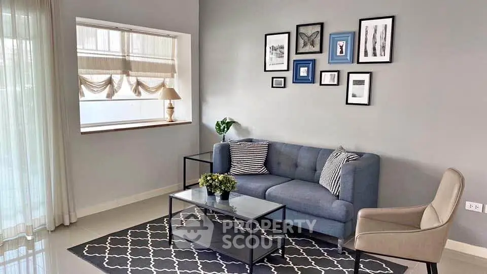 Stylish living room with modern decor and cozy seating area