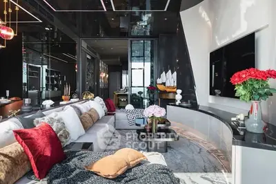 Luxurious modern living room with plush seating and elegant decor