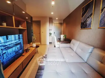 Modern living room with sleek furniture and stylish decor