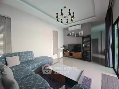 Spacious modern living room with stylish furniture and elegant lighting