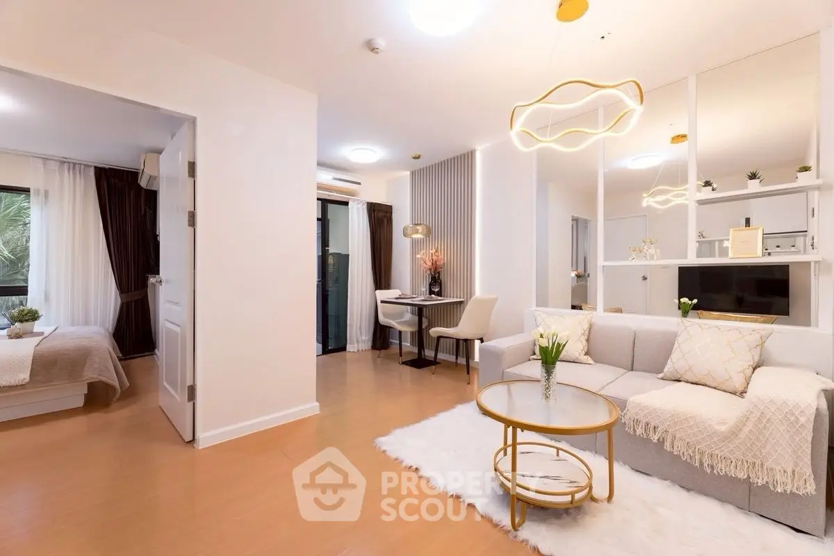 Modern living room with elegant decor and cozy ambiance