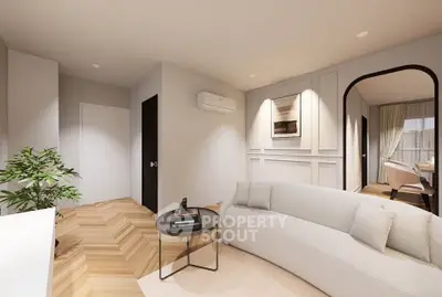 Modern living room with stylish decor and cozy seating area
