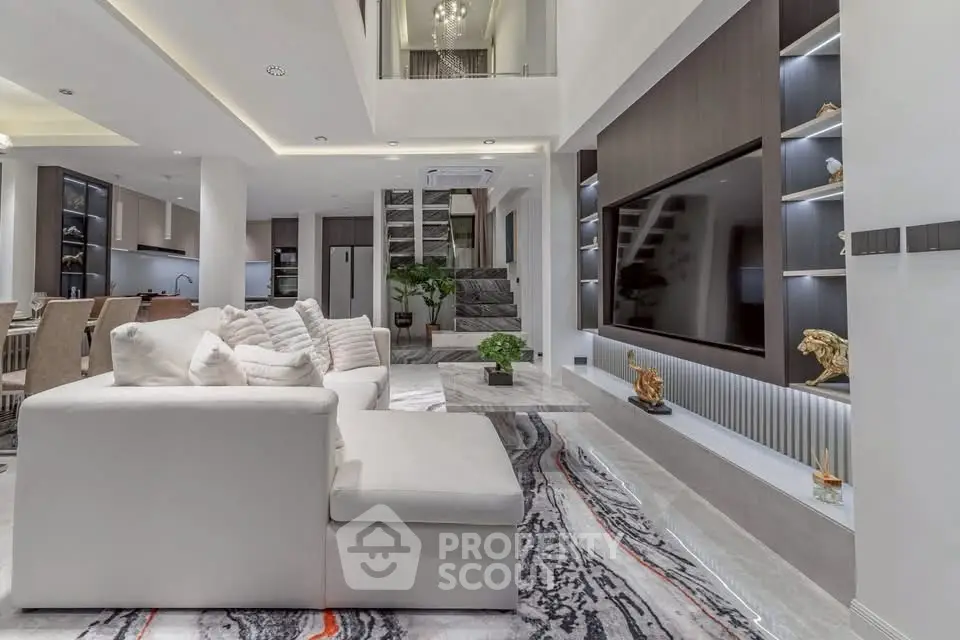 Luxurious modern living room with elegant decor and spacious layout