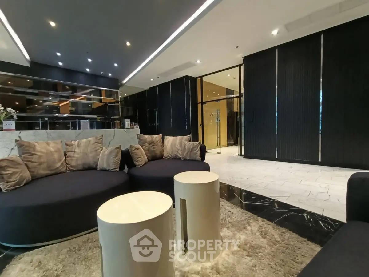 Luxurious modern lobby with plush seating and elegant decor