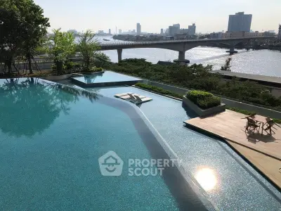 Luxurious rooftop pool with stunning river and city views, perfect for relaxation and leisure.