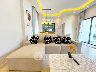 Modern living room with stylish decor and cozy sectional sofa