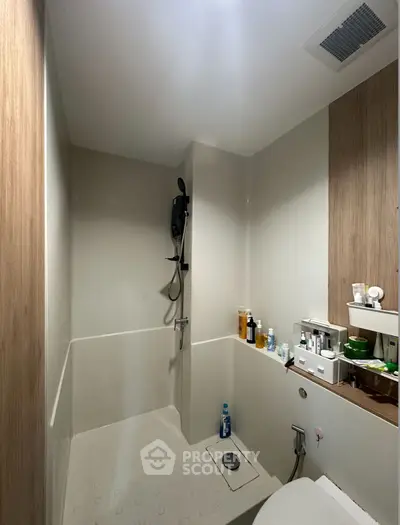 Modern bathroom with sleek shower design and minimalist decor