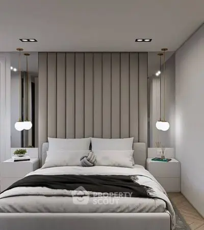 Modern bedroom with elegant lighting and stylish decor