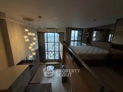 Modern loft apartment with mezzanine bedroom and city view