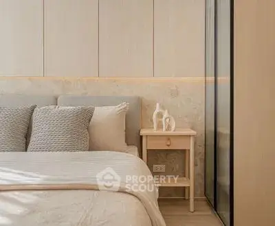 Elegant bedroom with modern decor and soft lighting