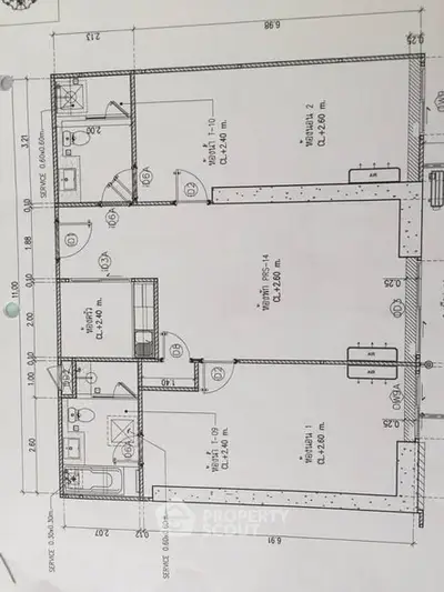 Detailed architectural floor plan showcasing room layout and dimensions for modern apartment design.