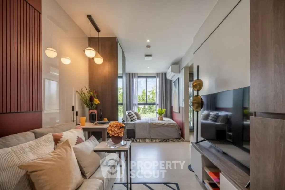 Modern studio apartment with stylish decor and natural light