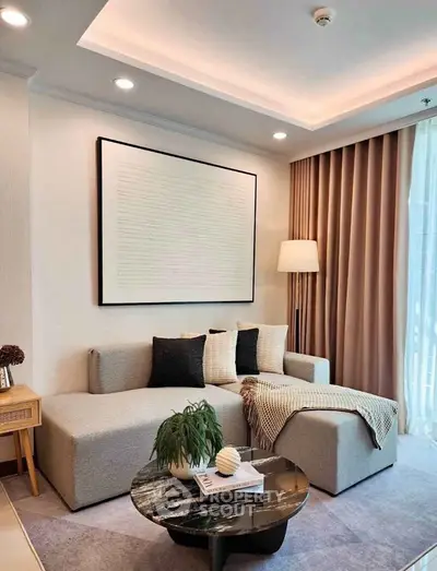 Modern living room with stylish sofa and elegant decor