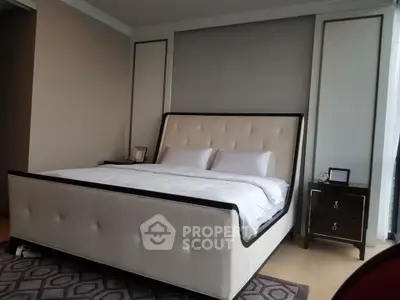 Luxurious bedroom with elegant bed and stylish decor in modern apartment