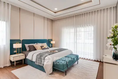 Luxurious modern bedroom with elegant decor and natural light