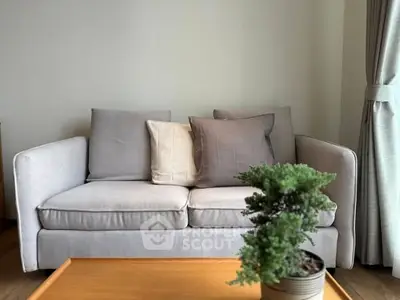 Cozy living room with modern sofa and stylish decor