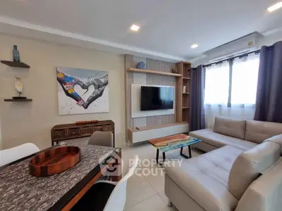 Modern living room with stylish decor and natural light