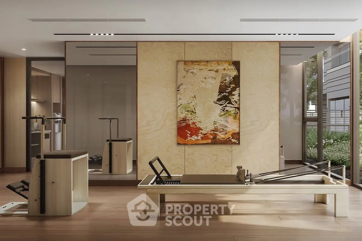 Luxurious home gym with modern equipment and stylish decor
