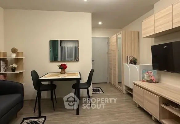 Modern living room with dining area and stylish decor