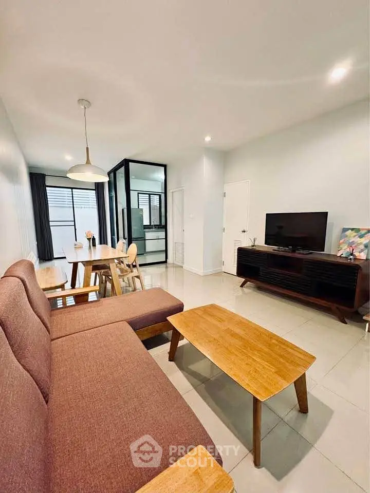 Modern living room with stylish furniture and open layout