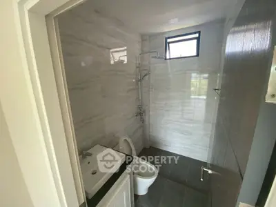 Modern bathroom with sleek fixtures and natural light