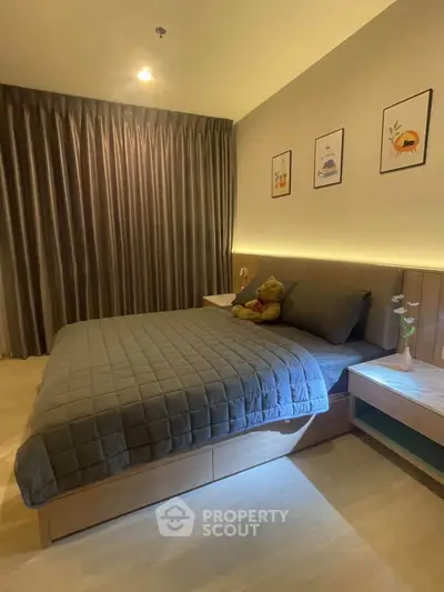 Modern bedroom with cozy lighting and stylish decor