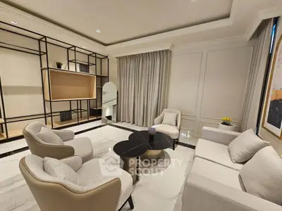 Elegant modern living room with stylish furniture and neutral tones
