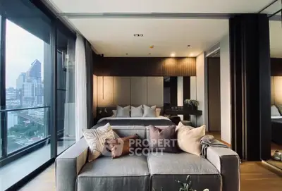 Luxurious modern bedroom with city view and stylish decor