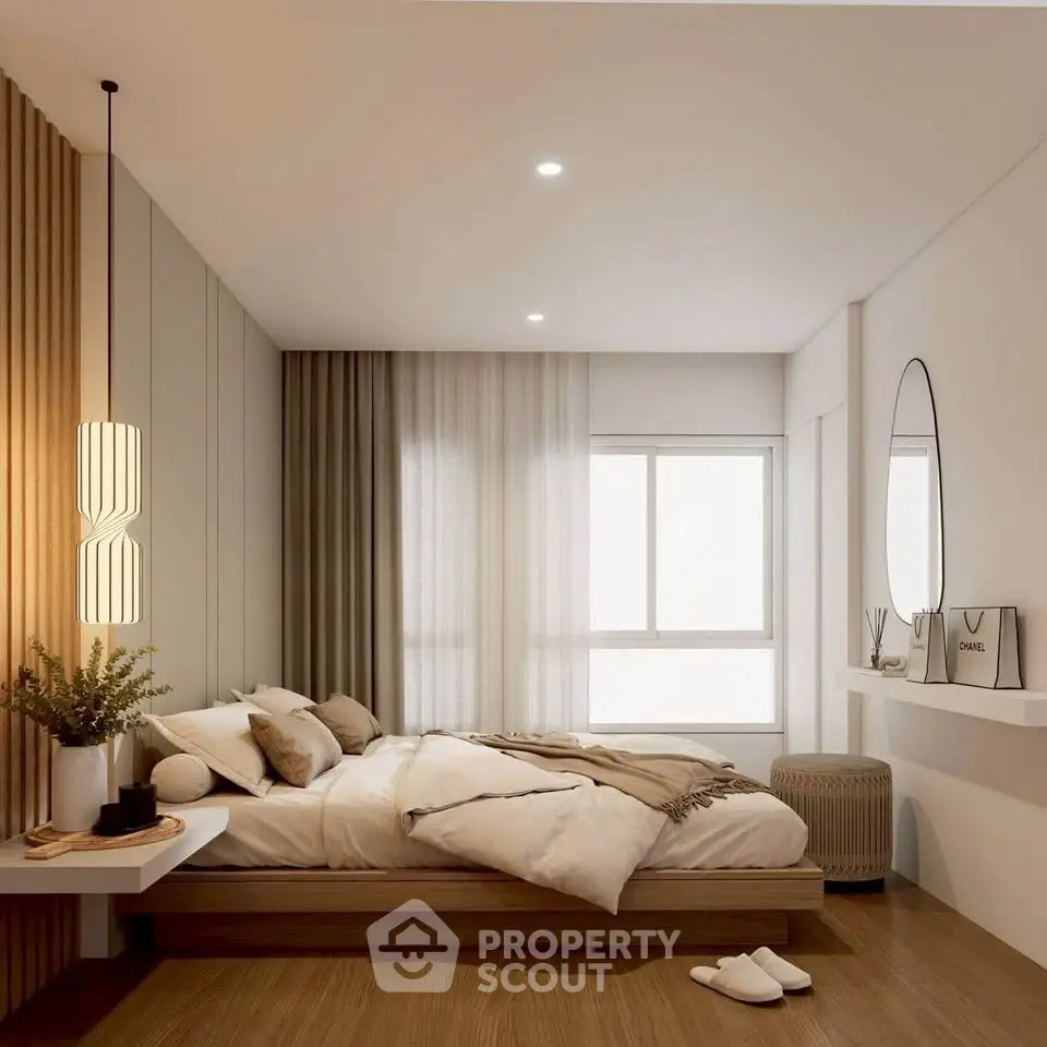 Luxurious modern bedroom with elegant decor and natural light