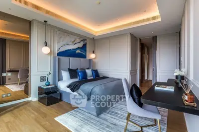 Luxurious modern bedroom with elegant decor and stylish furnishings
