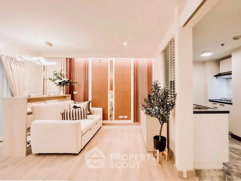 Modern living room with open layout and stylish decor