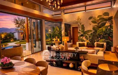 Luxurious living room with stunning sunset view and elegant decor