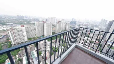 Stunning high-rise balcony with panoramic city skyline view