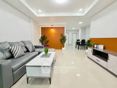 Spacious modern living room with elegant decor and stylish furniture