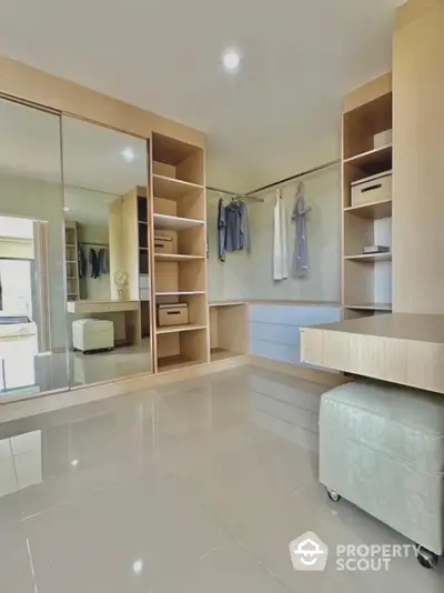 Spacious walk-in closet with modern design and ample storage solutions