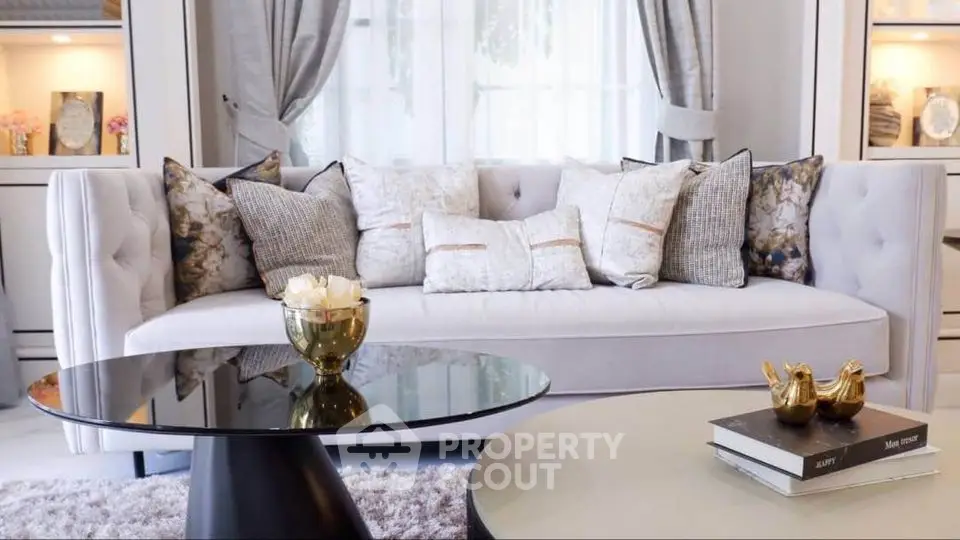 Elegant living room with plush sofa and stylish decor