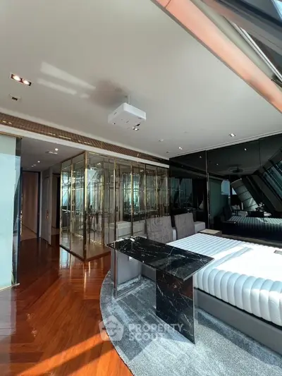 Luxurious modern living room with sleek design and elegant furnishings
