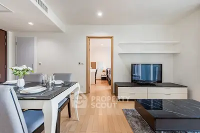 Modern living room with dining area and stylish decor