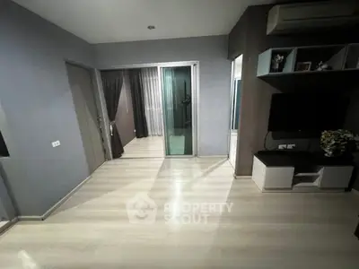Modern living room with sleek flooring and stylish decor