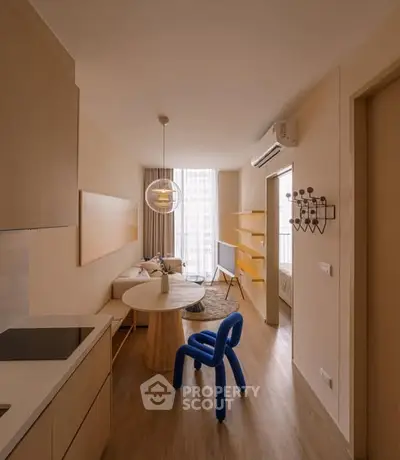 Modern apartment interior with stylish furniture and open layout