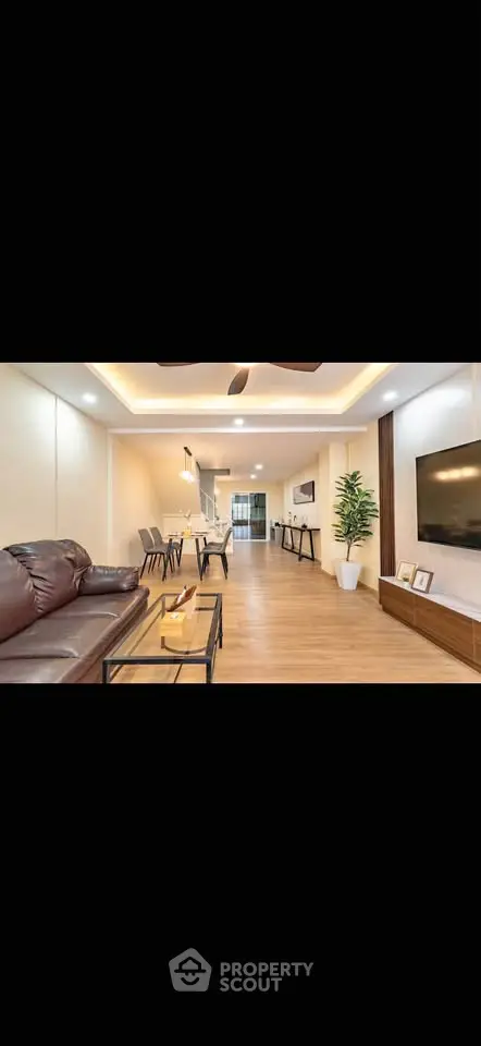 Spacious modern living room with elegant decor and open layout