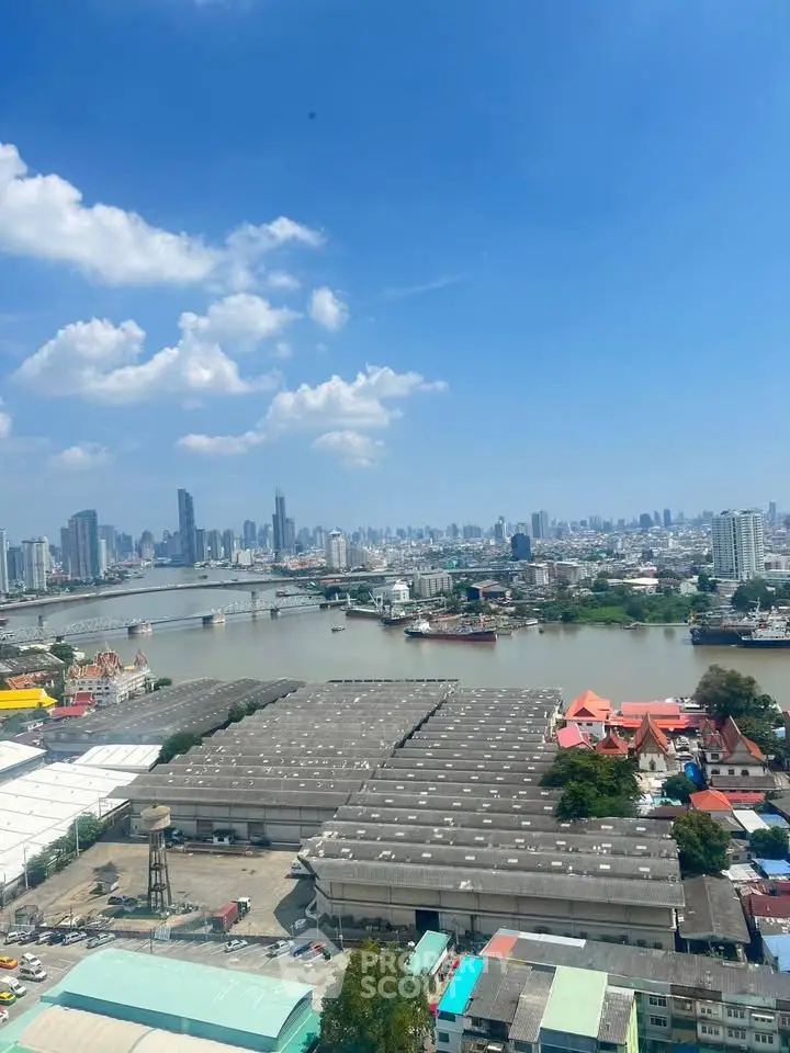 Stunning cityscape view with river and skyline, perfect for urban living enthusiasts.