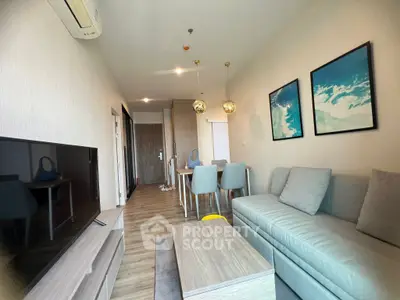 Modern living room with stylish decor and cozy seating area